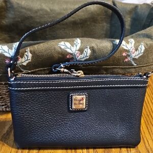 Dooney & Bourke Black Pebbled Leather Wristlet